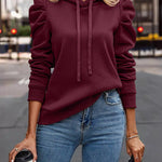 Stylish Puff Sleeve Fleece Hoodie