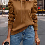 Stylish Puff Sleeve Fleece Hoodie