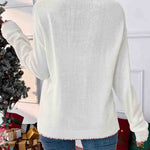 Loose Contrast Big Bow Jacquard Knit Sweater