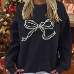 Relaxed Fit Christmas Bow Pattern Sweatshirt