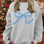 Relaxed Fit Christmas Bow Pattern Sweatshirt