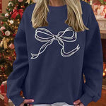 Relaxed Fit Christmas Bow Pattern Sweatshirt