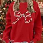 Relaxed Fit Christmas Bow Pattern Sweatshirt