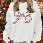 Relaxed Fit Christmas Bow Pattern Sweatshirt