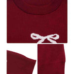 Nadorine Cute Bow Jacquard Pullover Sweater