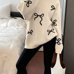 Trendy Comfy Bow Jacquard Sweater