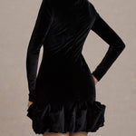 Velvet Ruffled Hem Bodycon Mini Dress