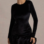 Velvet Ruffled Hem Bodycon Mini Dress