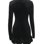 Velvet Ruffled Hem Bodycon Mini Dress