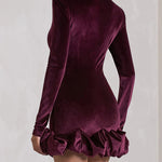 Velvet Ruffled Hem Bodycon Mini Dress