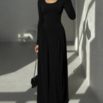 Nadorine Women's Casual Slim Pleated Maxi Dress