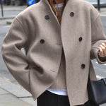 Nadorine Casual Loose Fit Double-Breasted Short Jacket
