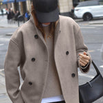 Nadorine Casual Loose Fit Double-Breasted Short Jacket