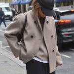 Nadorine Casual Loose Fit Double-Breasted Short Jacket