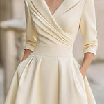 Nadorine Women's A-Line Silhouette Midi Dress with Pockets