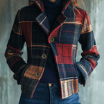 Vintage Plaid Print Tweed Jacket