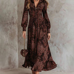 Elegant Vintage Paisley Print Maxi Dress
