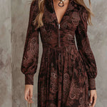 Elegant Vintage Paisley Print Maxi Dress
