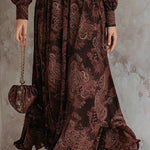 Elegant Vintage Paisley Print Maxi Dress