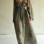 Vintage Floral A-Line Maxi Dress