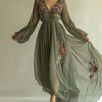 Vintage Floral A-Line Maxi Dress