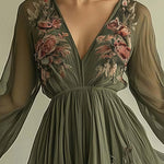 Vintage Floral A-Line Maxi Dress