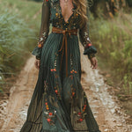 Retro Bohemian Floral Maxi Dress