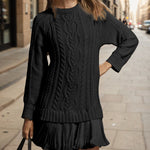 Nadorine Women's Casual Cozy Cable Knit Sweater Dress