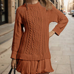 Nadorine Women's Casual Cozy Cable Knit Sweater Dress