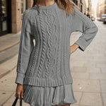 Nadorine Women's Casual Cozy Cable Knit Sweater Dress