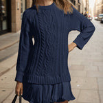 Nadorine Women's Casual Cozy Cable Knit Sweater Dress