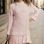 Nadorine Women's Casual Cozy Cable Knit Sweater Dress