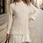 Nadorine Women's Casual Cozy Cable Knit Sweater Dress
