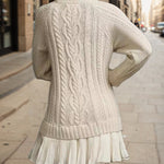 Nadorine Women's Casual Cozy Cable Knit Sweater Dress