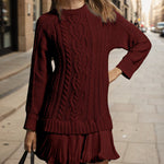 Nadorine Women's Casual Cozy Cable Knit Sweater Dress