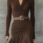 Vintage Slim Fit Layered Ruffled Dress