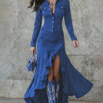 Vintage Slit Design Maxi Dress