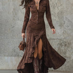 Vintage Slit Design Maxi Dress