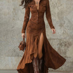 Vintage Slit Design Maxi Dress