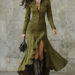 Vintage Slit Design Maxi Dress