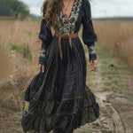 Retro Ethnic Style Lantern Sleeves Dress