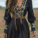 Retro Ethnic Style Lantern Sleeves Dress