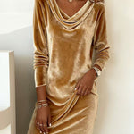Lux Velvet Cowl Neck Mini Dress