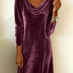 Lux Velvet Cowl Neck Mini Dress
