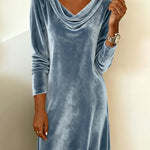 Lux Velvet Cowl Neck Mini Dress
