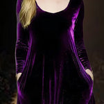 Nadorine Women's Casual Loose Fit Velvet Maxi Dress