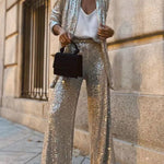 Sparkly Sequin Cardigan Pants Set