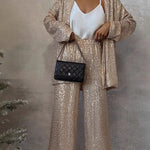 Sparkly Sequin Cardigan Pants Set