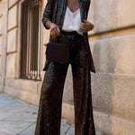 Sparkly Sequin Cardigan Pants Set