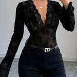 Nadorine Sexy Floral Lace Bell Sleeve V Neck Top for Women Casual Boho Summer Vacation 2026 | Under $40